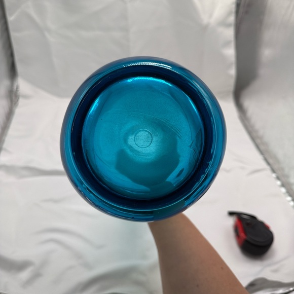 Vintage LE Smith Swung Vase Blue Mid-Century Large Glass Table Decor Retro - Picture 9 of 10